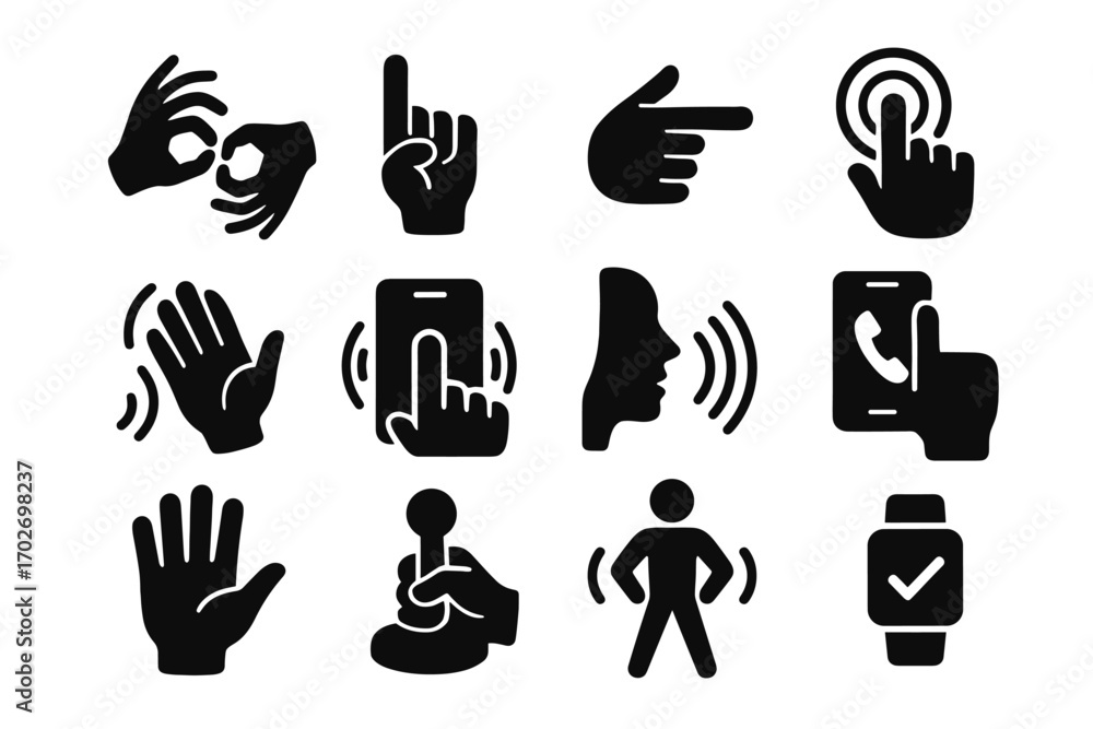 Aufkleber accessibility icon finger stick spelling hand icons vector gesture command point control