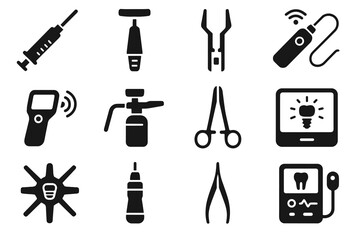 Obraz premium Alignment vector injector scanner inserter surgery icon implant precision coating tool