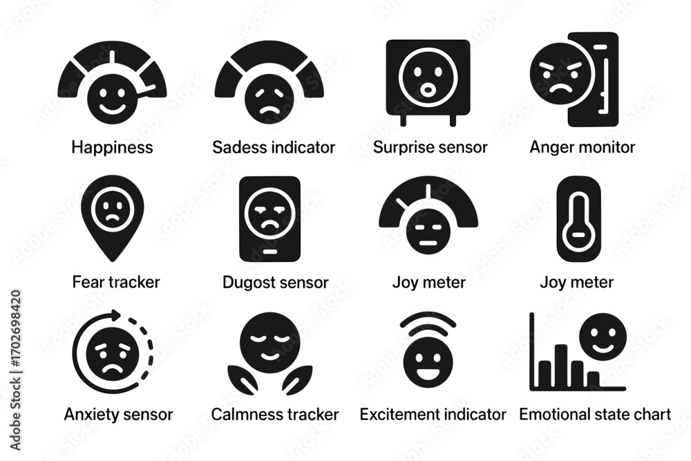 Poster anger meter monitor detection indicator icon tracker disgust vector mood state sensor