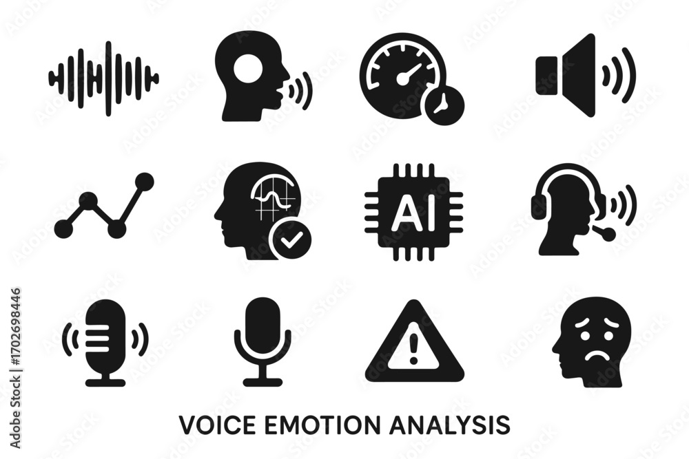 Aufkleber voice vector volume recognition analysis data alert pitch emotion tone icon feedback