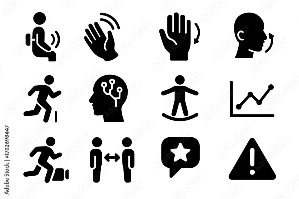 Poster action hand balance body language movement interaction alert tracker icon vector posture
