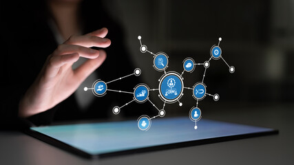 This image showcases a futuristic technology interface highlighting dynamic data visualization and user engagement, ideal for illustrating modern business solutions. Tessel