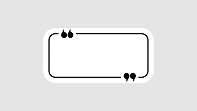 Rectangular quote mark graphic animation. Alpha channel. Transparent background motion design. 4K resolution