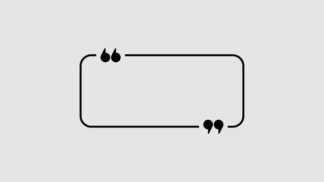 Rectangular quote mark graphic animation. Alpha channel. Transparent background motion design. 4K resolution