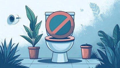 Toilet with a no entry sign