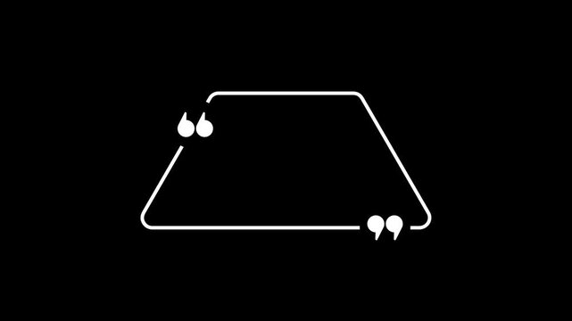 Triangle quote mark graphic animation. Alpha channel. Transparent background motion design. 4K resolution