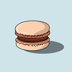 A Sweet Vanilla Macaron Or Macaroon Soft Glossy Finish Chocolate Cream Filling Vector Illustration
