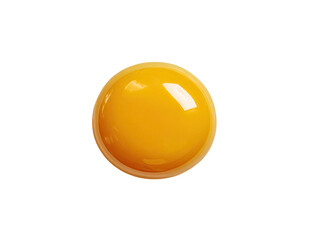 Close-up of a bright, glossy, round yolk