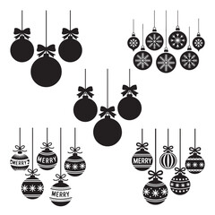 Festive Christmas Balls Hanging Silhouette Vector Design for Holidays