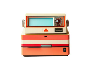 Retro-style orange and white instant camera with screen png