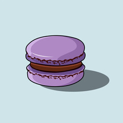 A Sweet Pastel Purple Macaron Or Macaroon Soft Glossy Finish Chocolate Cream Filling Vector Illustration