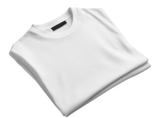 Folded plain white cotton t-shirt with a blank label png