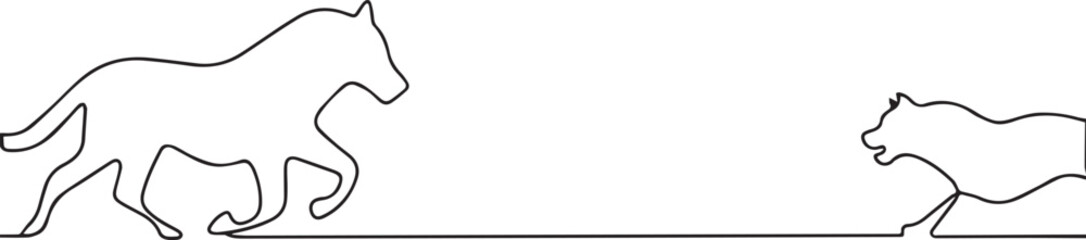 running horse and jaguar one continuous line art, Vector illustration, One line art, Line art graphic style