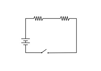 Simple series parallel circuit with battery and resistors diagram. Basic electrical circuit with resistors and power source