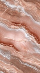 Obraz premium Close-up of an agate stone with intricate concentric layers in white, pink, brown, and rust tones,