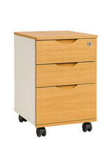 Modern three drawer mobile filing cabinet with wood grain finish