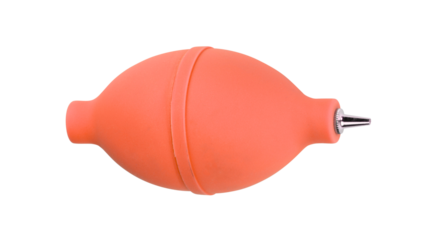 A rubber air pump dust blower isolated on a transparent background.