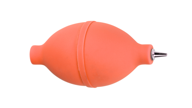 A rubber air pump dust blower isolated on a transparent background.