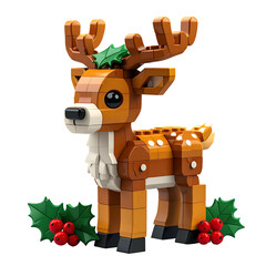 Naklejka premium Cute lego deer with holly