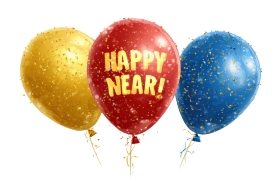 Happy birthday party greeting balloons PNG