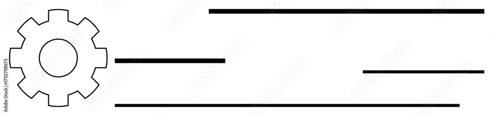 Poster gear cog with horizontal lines conveying motion, speed, and organization. ideal for workflow, engine