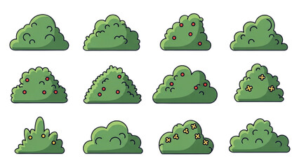 Vector Illustration of Trees and Leaf Icon Set Green Herb Simple Graphic Pictogram Collection