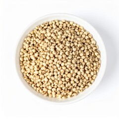 Fonio Grains on Isolated White Background &ndash; West African Millet with Light Color and Organic Feel