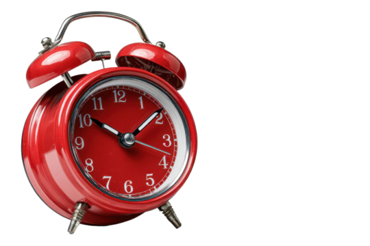 red alarm clock, waking up, time passing PNG