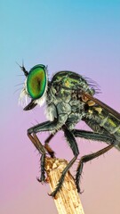 Close-up of a hoverfly on a stem