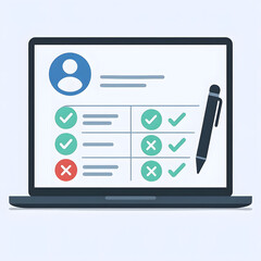 Online Survey Checklist on Laptop Screen