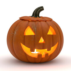 Glowing Jack-o’-Lantern Pumpkin with Classic Carved Face — Halloween Decoration

