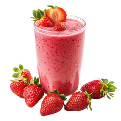 Strawberry smoothie isolated on transparent background