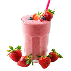 Strawberry smoothie isolated on transparent background