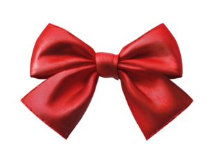 Red satin ribbon bow, detailed