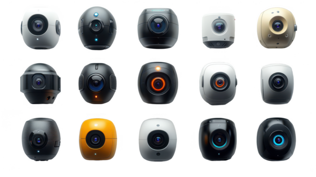 Surveillance smart cameras isolated on transparent background - Powered by Adobe