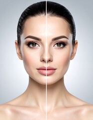 Woman's face, before and after