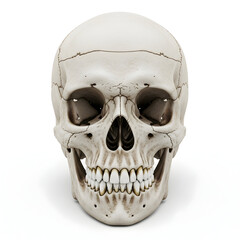 Obraz premium Realistic Human Skull Model on White Background — Anatomy Study and Halloween Prop