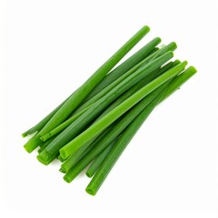 Garlic Chives on Isolated White Background – Flat Leaf Allium with Garlic Flavor and Glossy Surface