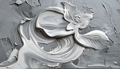 Abstract grey and white textured flower