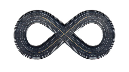 Top view of the intersection of asphalt roads isolated on transparent background