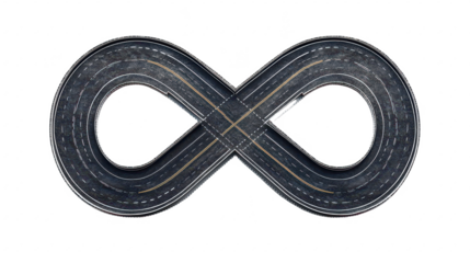 Top view of the intersection of asphalt roads isolated on transparent background