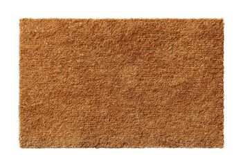 Rectangular, tan-colored doormat.  Textured surface
