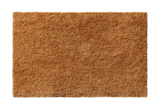 Rectangular, tan-colored doormat.  Textured surface