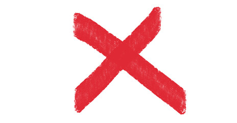 Vibrant red X mark boldly stands out against a stark black backdrop, simple design.