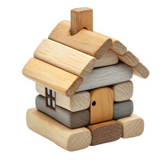 Toy wooden house isolated on transparent background