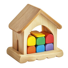 Toy wooden house isolated on transparent background