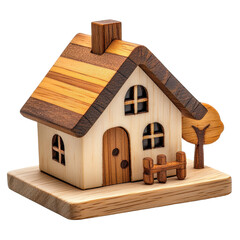 Toy wooden house isolated on transparent background