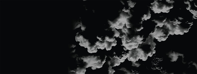 Black and white abstract depiction of stormy cloud formations and mist