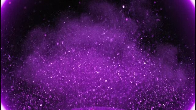 Vibrant Purple Glitter and Powder Exploding in Super Slow Motion Against a Black Background