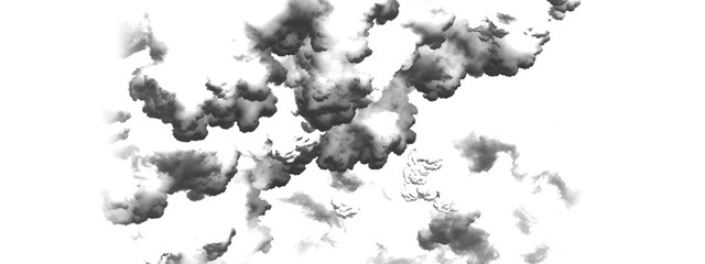 Surreal atmospheric sky with layered smoke-like billowing cloud patterns